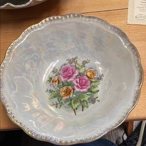 RS Porcelain Floral Decorative Bowl with Gold Trim
